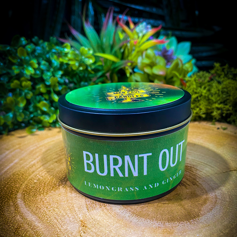 Burnt Out - Lemongrass/Ginger Scented Man Cave Candle